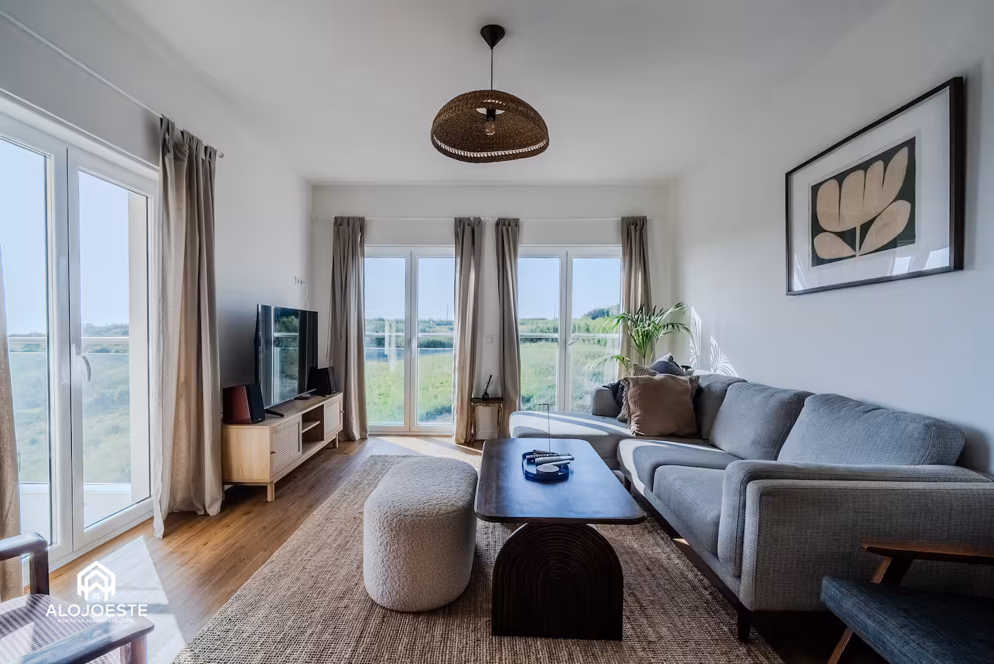 Living room and open kitchen in the duplex