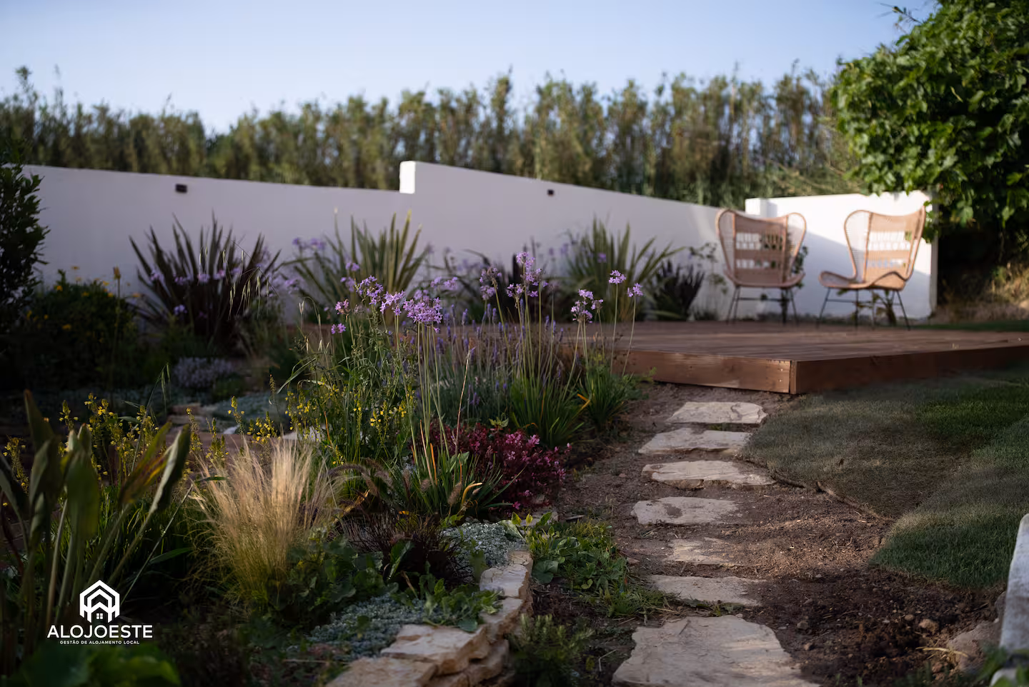 Garden deck with table and chairs